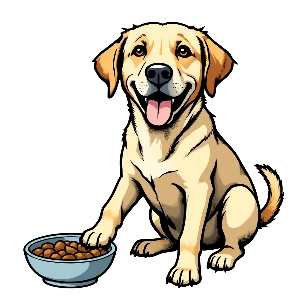 Lola lângă bolul de mâncare